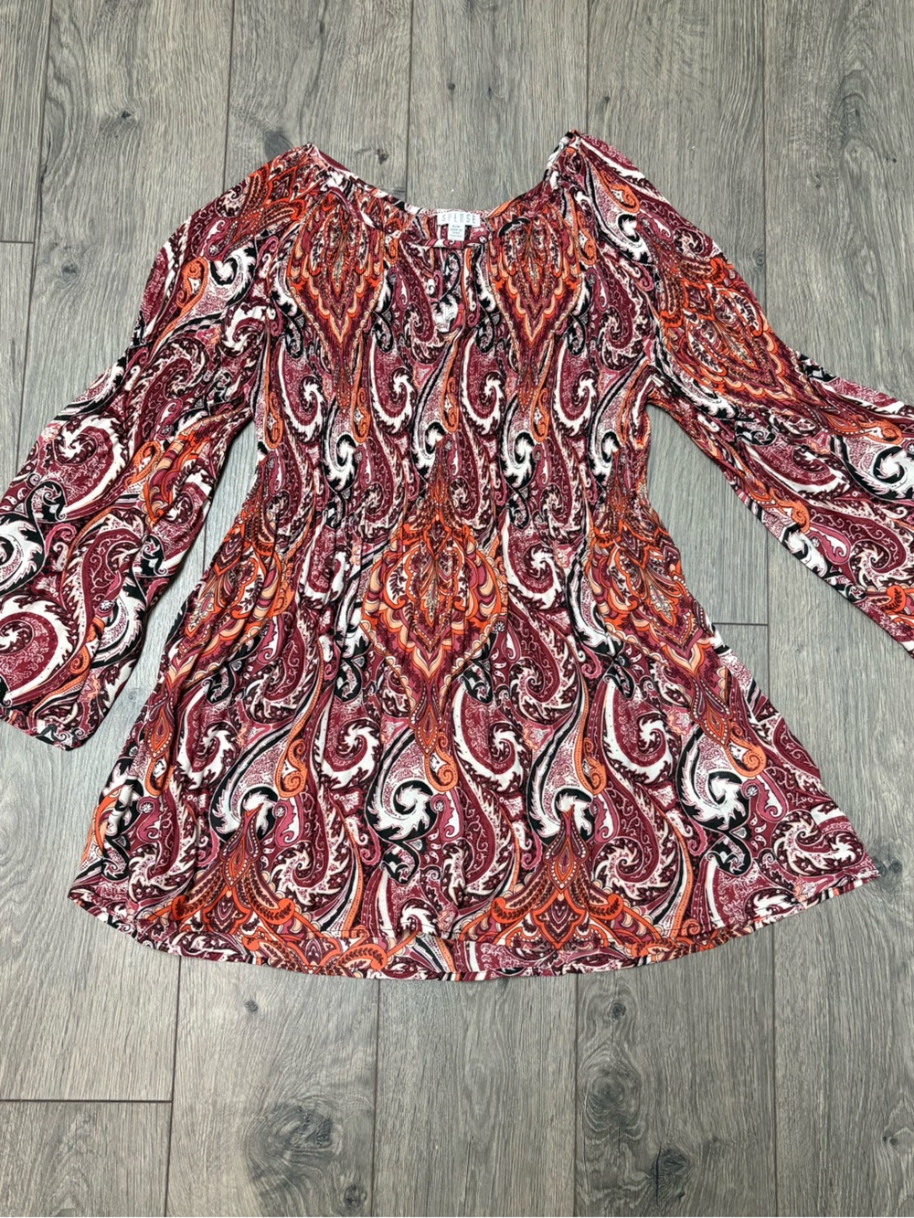 SPENSE small red bell sleeve paisley print mini dress top